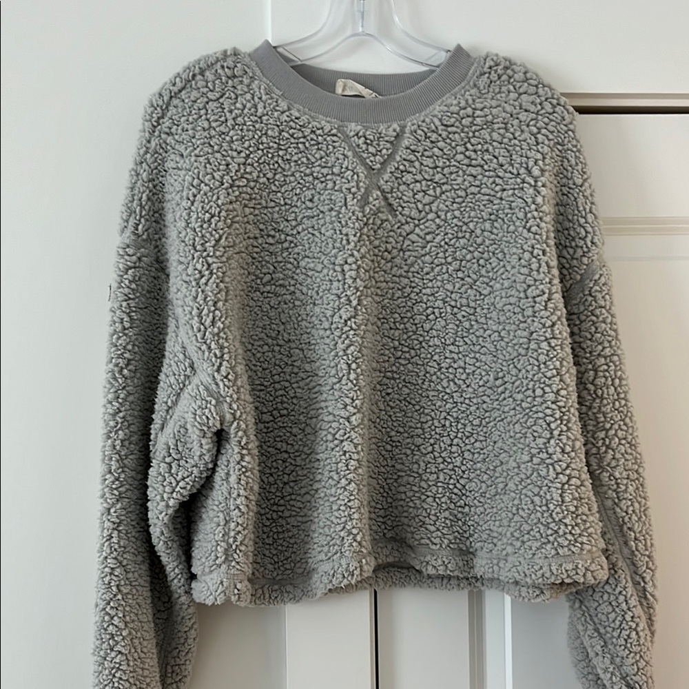 Cozy Gray Sherpa Sweatshirt